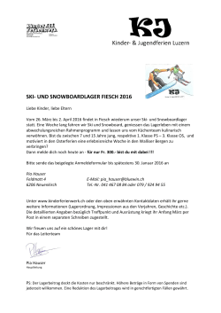 Information Ski- und Snowboardlager 2016