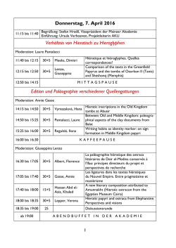 Donnerstag, 7. April 2016 Verh&auml;ltnis von Hieratisch zu Hieroglyphen