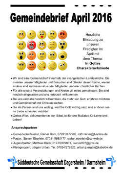 In Gottes Charakterschmiede - SV