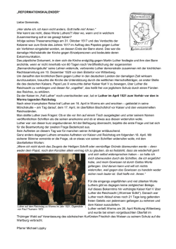 REFORMATIONSKALENDER - Luth. Kirche Bockau