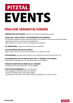 Wochenprogramm und Veranstaltungen Pitztal ab dem 18. März 2016!