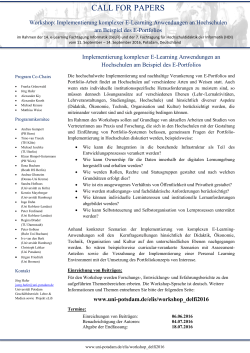 call for papers - Universität Potsdam