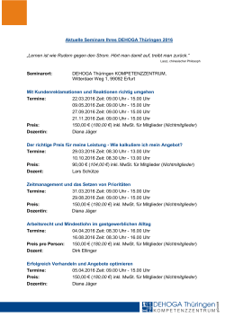 Seminarangebot - Gastgewerbe Bildung