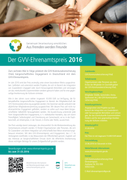Der GVV-Ehrenamtspreis 2016