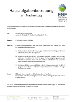 Hausaufgabenbetreuung - Eltern-Portal Ehrenb&uuml;rg