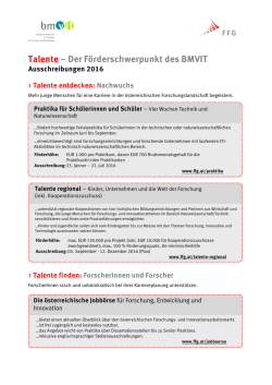 Infoblatt Talente