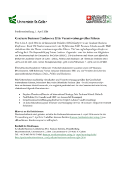 Graduate Business Conference 2016: Verantwortungsvolles F&uuml;hren