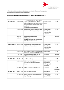 Einf&uuml;hrung in den Studiengang BASA