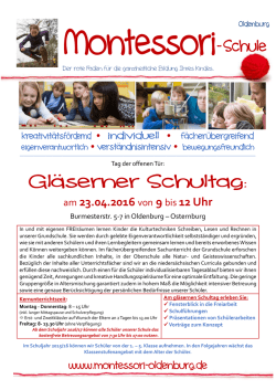 Gl&auml;serner Schultag - Montessori