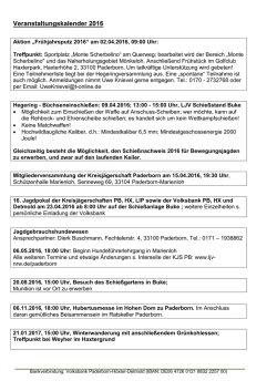 HG Paderborn Veranstaltungskalender 2016