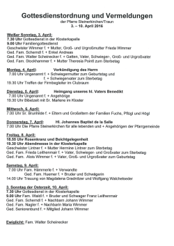 Gottesdienstordnung Steinerkirchen/Tr.