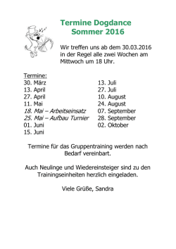 Dogdance Sommertraining 2016