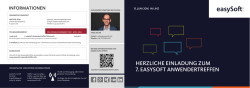 HERZLICHE EINLADUNG ZUM 7. EASYSOFT ANWENDERTREFFEN