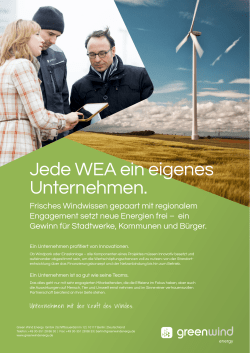Jede WEA ein eigenes Unternehmen.