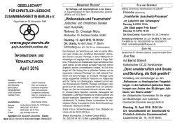 April - Gesellschaft für Christlich-Jüdische Zusammenarbeit in Berlin