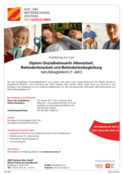 Diplom-SozialbetreuerIn Altenarbeit, Behindertenarbeit und