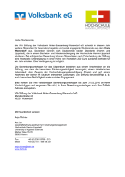 Stipendium der VIA-Stiftung für Studierende aus dem Kreis Warendorf