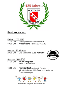 Festprgramm der 125 Jahr Feier