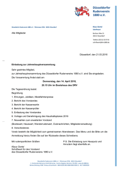 Jahreshauptversammlung - D&uuml;sseldorfer Ruderverein 1880 e.V.