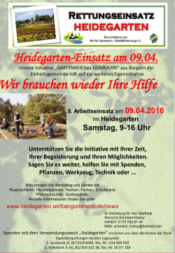 Heidegarten Samstag, 9-16 Uhr