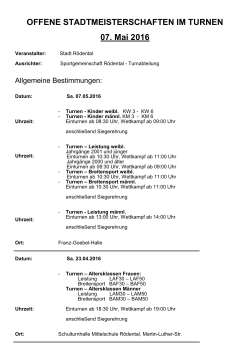 OFFENE STADTMEISTERSCHAFTEN IM TURNEN