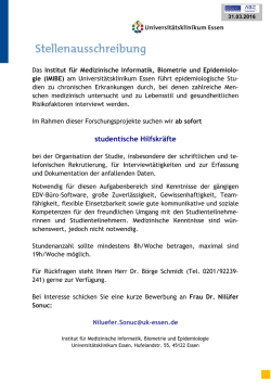 Im Rahmen div. Forschungsprojekte suchen wir ab sofort
