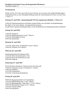 Kirchliche Nachrichten Evang. Kirchengemeinde Pliezhausen