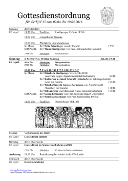 Gottesdienstordnung - Gemeinde Saalbach