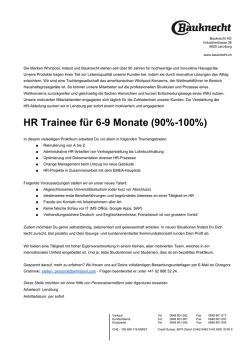 HR Trainee f&uuml;r 69 Monate (90%100%)