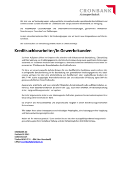Kreditsachbearbeiter/in Gewerbekunden - vr