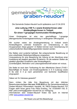 eine Leitung (100 % ) sowie Erzieher/innen oder Kinderpfleger