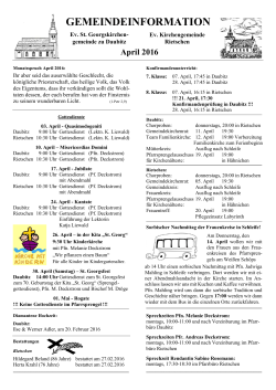 Gemeindebrief April - Evangelische St. Georgskirchengemeinde zu