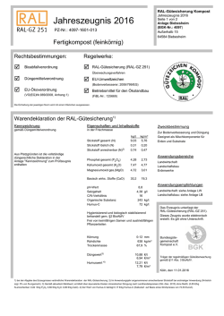 Jahreszeugnis Fertigkompost 2016