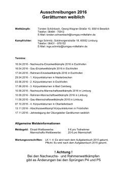 Gerätturnen weiblich - Turngau Mittellahn