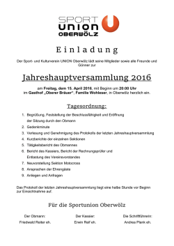 E inladung Jahreshauptversammlung 2016
