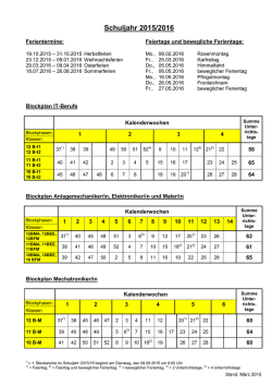 Blockplan 2015/16 - Hochtaunusschule