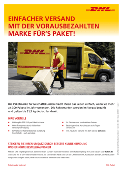 einfacher versand mit der vorausbezahlten marke f&uuml;r`s paket!