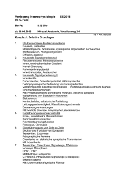 Der Vorlesungsplan des SoSe 2016