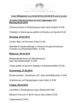 Montag,04.04.2016 Ochsenschwanz in Rotweinsauce dazu feine
