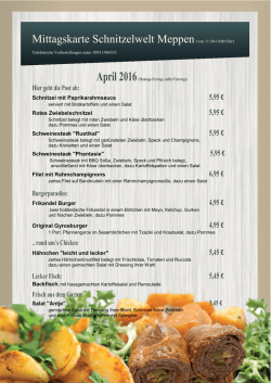 Mittagskarte April 2016 - Schnitzel-Welt