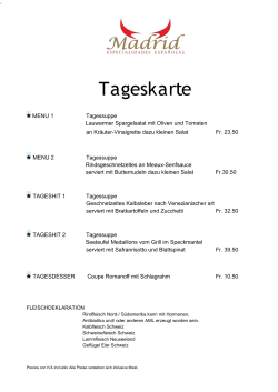 Tageskarte - Restaurant Madrid
