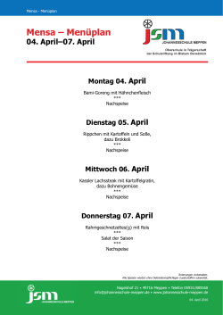 Mensa – Menüplan - Johannesschule Meppen