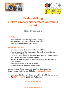 Festanstellung Elektro-Sicherheitsberater/kontrolleur (w/m)