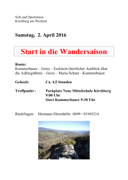 Start in die Wandersaison - Schi- und Sportunion Kirchberg am