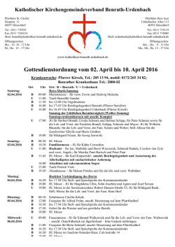 Gottesdienstordnung vom 02. April bis 10. April 2016
