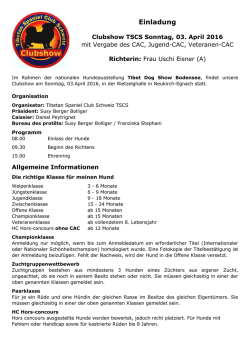 Einladung - Tibetan Spaniel Club Schweiz