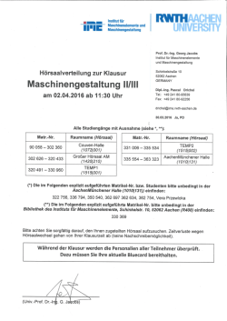 Hörsaalverteilung MG II/III F16 - Institut für Maschinenelemente und