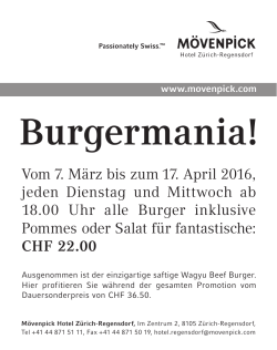 Burgermania! - Mövenpick Hotel & Resorts Mövenpick Hotel & Resorts