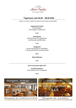 Tagesessen vom 04.04. - 08.04.2016 - Hotel-Restaurant Anne