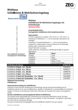 Winkhaus Schlie&szlig;leisten f&uuml;r Mehrfachverriegelung